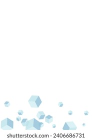 Blue Cube Background White Vector. Cubic Explosion Illustration. White Geometric Particles Template. Modern Card. Sky Blue Shadow Block.