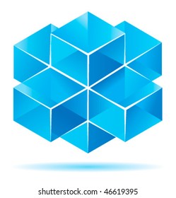 Blue cube design for business artwork