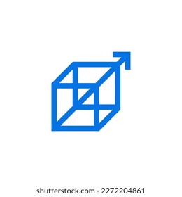 blaues Würfel-Design mit diagonalem Pfeil