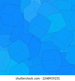 Blue cube Geometric background. Template for presentation, advertising, banner.