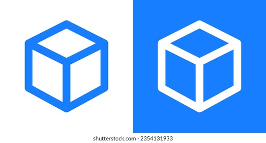 Ilustración de cubo azul. 3d signo de perspectiva de cuadro Icono vector de cubo.