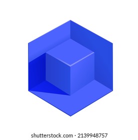Blue cube isolated on white background


