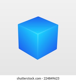 Blue cube isolated on white background