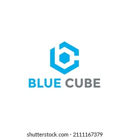 Plantilla de diseño de logotipo de cubo azul