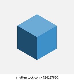 Blue cube on white background