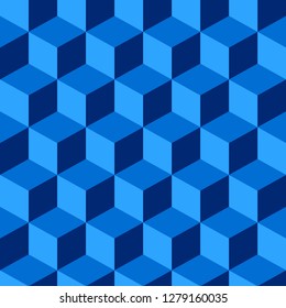 Blue cube pattern. Endless blue cubic background. Cube pattern. Cube vector. Cube background. Abstract vector. Abstract background. Modern pattern. Geometric cubes background for your design. Design.