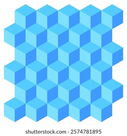 Blue cube pattern. Isometric geometric shapes. Modern abstract texture. Vector background.