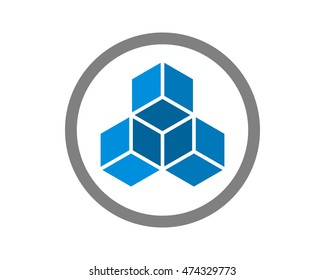 blue cube pattern shape image vector icon symbol logo