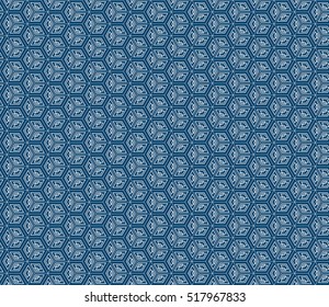 Blue cube. Seamless texture. Optical illusion. Vector illustration. For interior, design, printing, business, template wallpaper.