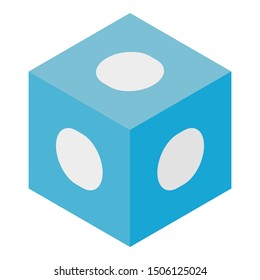 Blue cube with white dots. icon. Isometric of blue cube with white dots. vector icon for web design isolated on white background