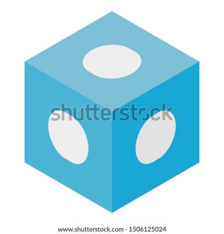 Blue cube with white dots. icon. Isometric of blue cube with white dots. vector icon for web design isolated on white background