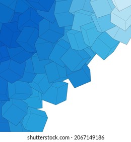 Blue cubic background. Decor and design elements. Advertising banner, presentation layout. Polygonal style.
