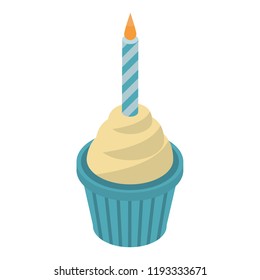 Blue cup cake icon. Isometric of blue cup cake vector icon for web design isolated on white background