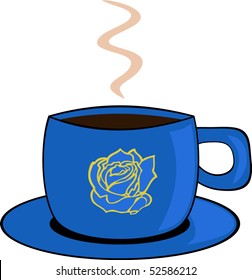 Blue cup of coffee