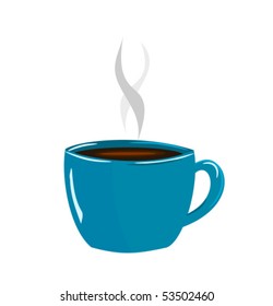 Blue cup of coffee espresso vector illustration