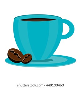 blue cup of coffee front view over isolated background,vector illustration