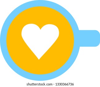 blue cup and coffee with a heart