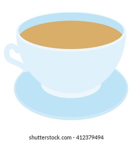 blue cup coffee, tea, isolated on white background. Vector