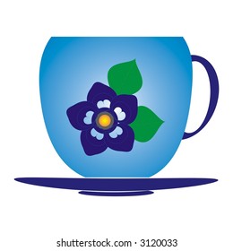 Blue cup with flower