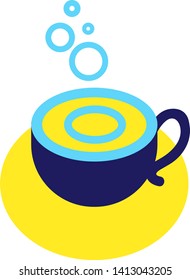 Blue cup geometric illustration isolated on background