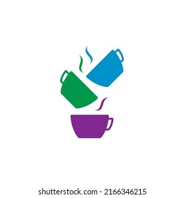 blue cup, green cup, lilac cup symbols. triple cup concept
