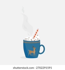 blue cup of hot cocao