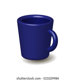 Blue cup icon with shadow on white background. Mockup for design or text. Vector illustration