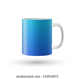 Blue cup isolated on white background