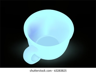 Blue cup on a black background