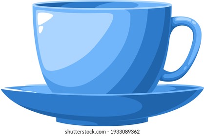 Blue cup on white background.