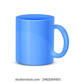 Blue cup on a white background. Vector illustration