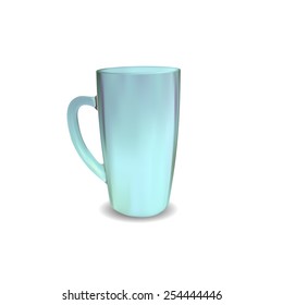 Blue cup on a white background
