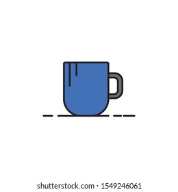 a blue cup in a simple flat line design for business usage.