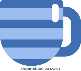 Copa azul con rayas, ilustración, vector, sobre fondo blanco.