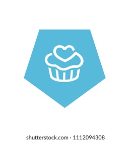 Blue Cupcake Icon, Pentagon Shape Icon Design, Simple Vector Logo Design