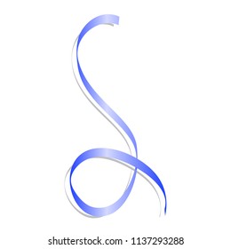 Blue curl ribbon mockup. Realistic illustration of blue curl ribbon vector mockup for web design isolated on white background