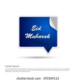 Blue curl speech Bubble with Eid Mubarak typography
