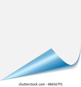 Blue curled glossy paper corner