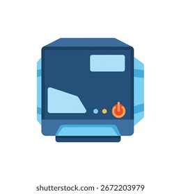 A blue curling iron is displayed horizontally on a white background.