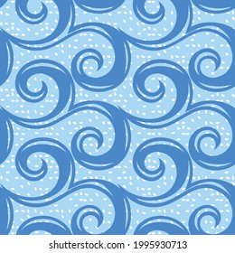 blue curls vector seamless pattern