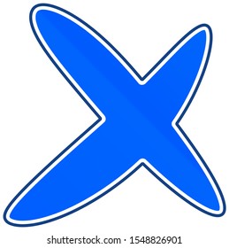 Blue curly cancel sign. Vector icon.