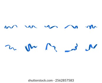 Blue Curly Ribbon Element Set