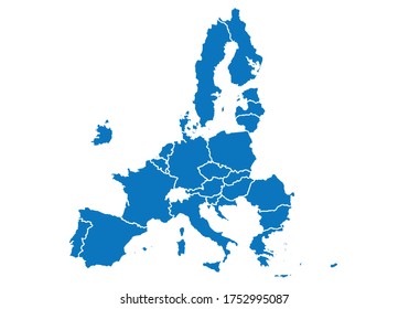 Mapa actual azul de la Unión Europea.