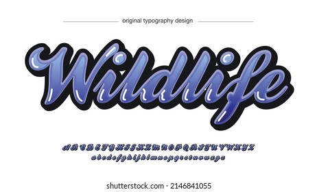 blue cursive bold 3d artistic letters