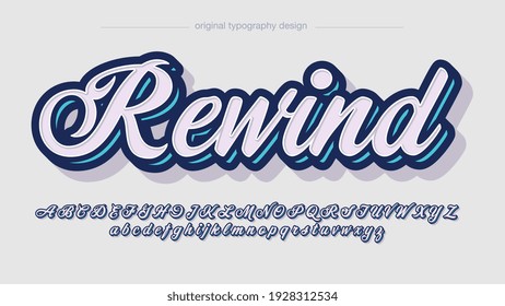 Blue Cursive Modern Calligraphy Sticker Artistic Font Typography