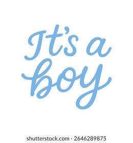 Blue “It’s a boy” cursive text in a playful script style – perfect for baby shower invitations, greeting cards, or nursery wall art and baby announcements.