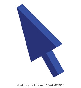 Blue cursor icon. Isometric of blue cursor vector icon for web design isolated on white background