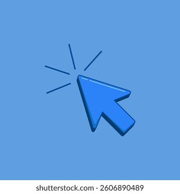 Blue cursor vector line icon.
