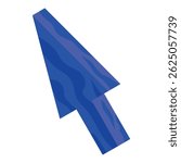 Blue cursor with a wavy line design pointing towards the top right corner