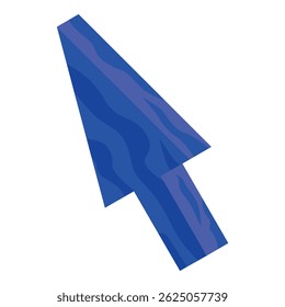 Blue cursor with a wavy line design pointing towards the top right corner